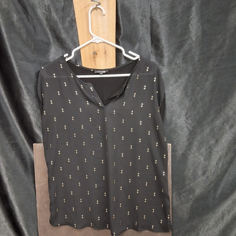Elegant Black Blouse with Gold Accents